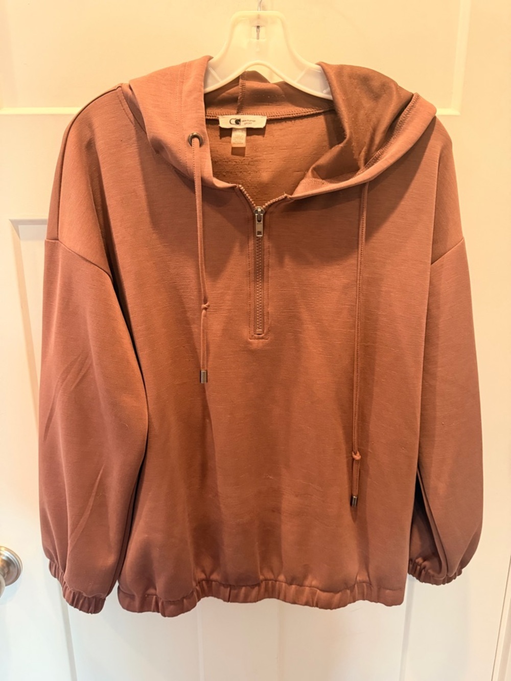 Cable & Gauge Sport Mauve Quarter Zip Hoodie Pullover Size Large Athleisure